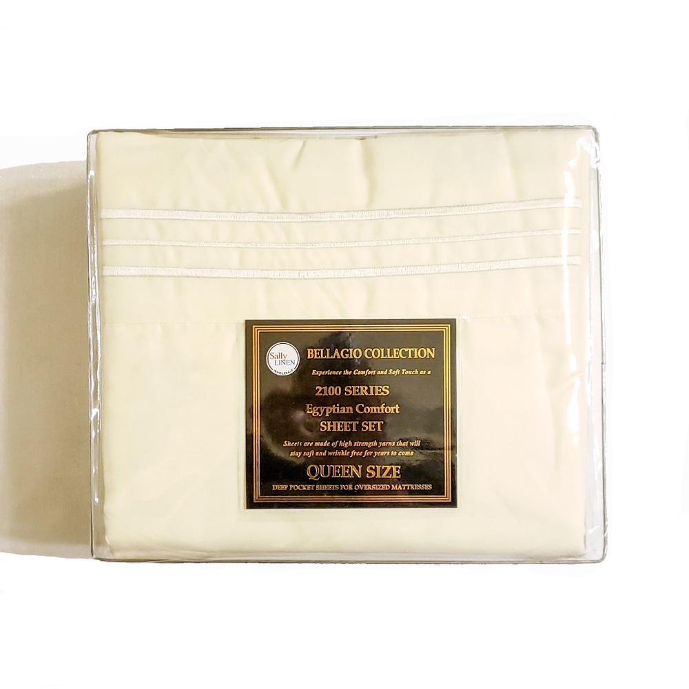 Bellagio Collection Ivory Queen Egyptian Sheet Set